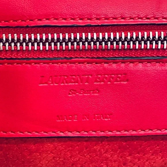 🌟10xHP🌟VTG 2000 NWOT Laurent Effel Red Kid Leather Satchel & Dog Collar Italy - Picture 7 of 15